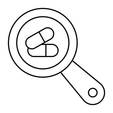 Büyüteç altında haplar, arama hapları ikonu