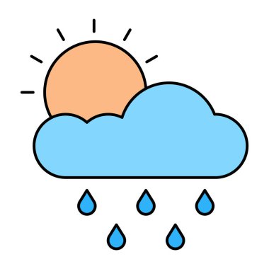Güneşli yağmurlu günün simge tasarımı