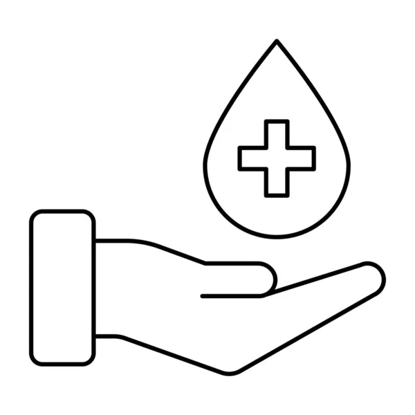 Gotas Mão Mostrando Ícone Doação Sangue — Vetor de Stock
