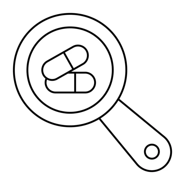 Tablets Magnifying Glass Icon Search Pills — Vettoriale Stock