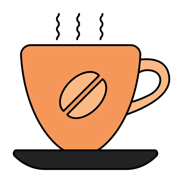 Ένα Φλιτζάνι Ζεστό Καφέ Επίπεδη Σχεδίαση — Διανυσματικό Αρχείο