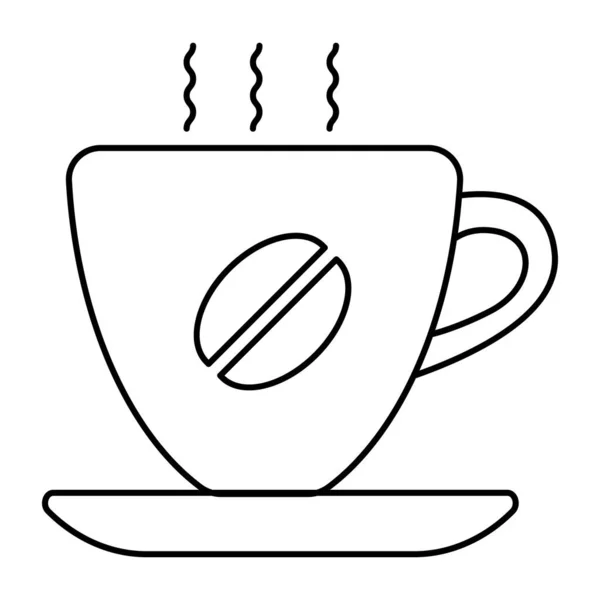 Cup Hot Coffee Linear Design —  Vetores de Stock