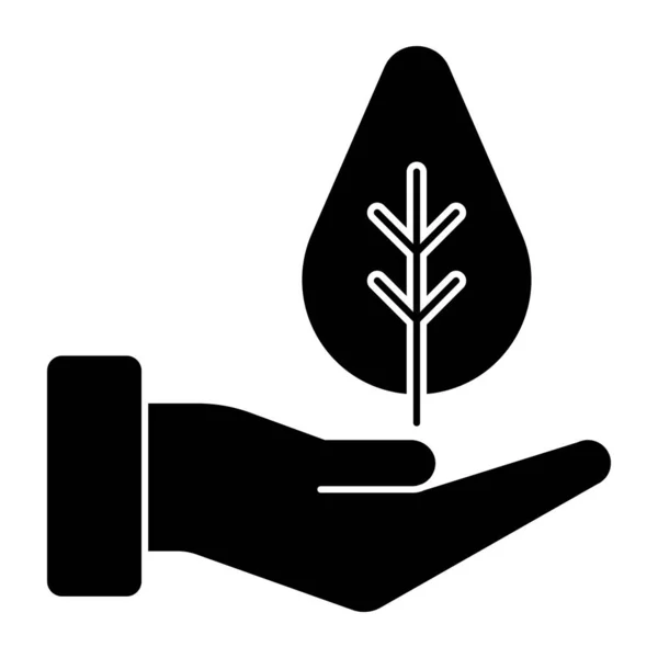 Leaf Hand Concept Eco Care — ストックベクタ