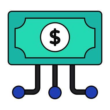 Finansal ağın düzenlenebilir tasarım simgesi