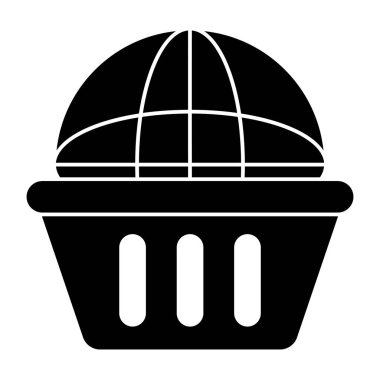 Küresel alışverişin kavramsal katı tasarım simgesi