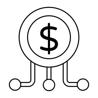 Dolar ağının düzenlenebilir tasarım simgesi