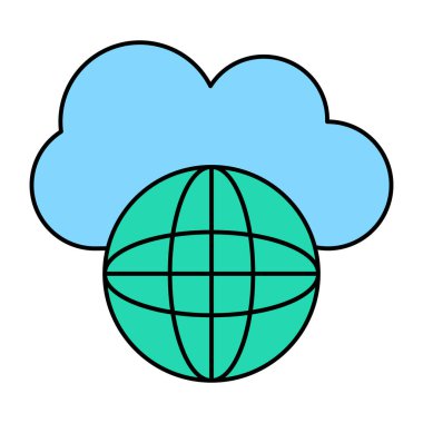 Bulut ağının düz tasarım simgesi