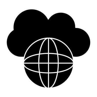 Bulut ağının katı tasarım simgesi