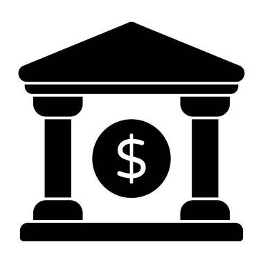 Sergilenen banka binası simgesi üzerine dolar
