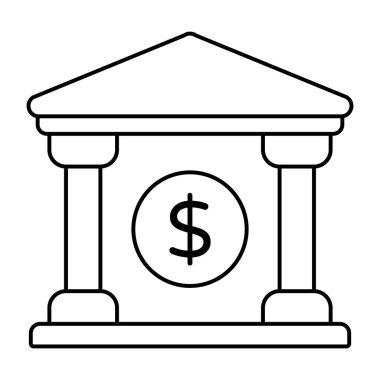 Sergilenen banka binası simgesi üzerine dolar