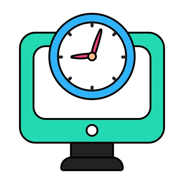 Icono Diseño Plano Del Reloj Ordenador — Vector de stock