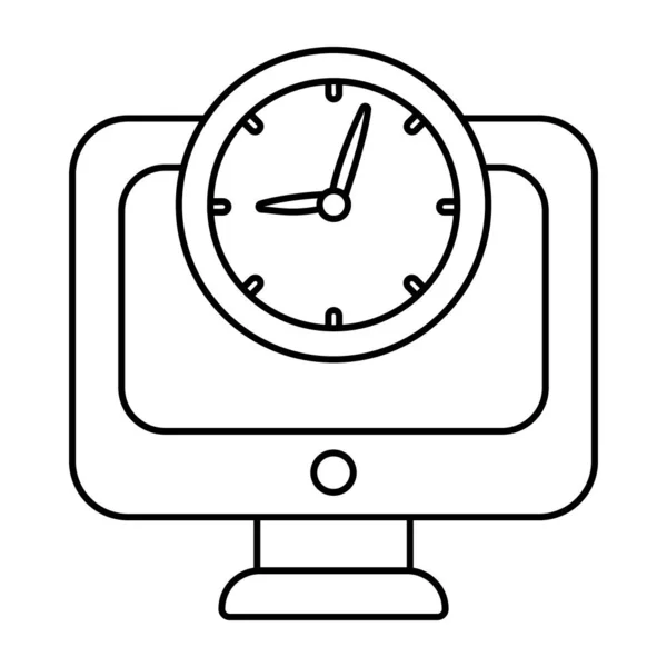 Linear Design Icon Computer Clock — Stok Vektör