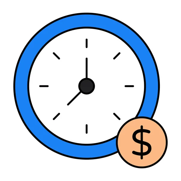 Relógio Com Dólar Conceito Tempo Dinheiro —  Vetores de Stock