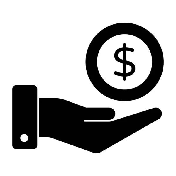 Ícone Mão Dando Dinheiro Design Sólido — Vetor de Stock