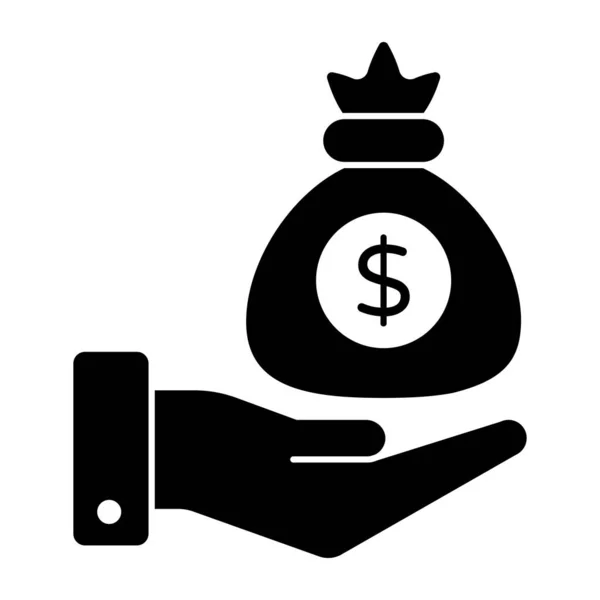 Ícone Mão Dando Dinheiro Design Sólido Conceito Doação — Vetor de Stock