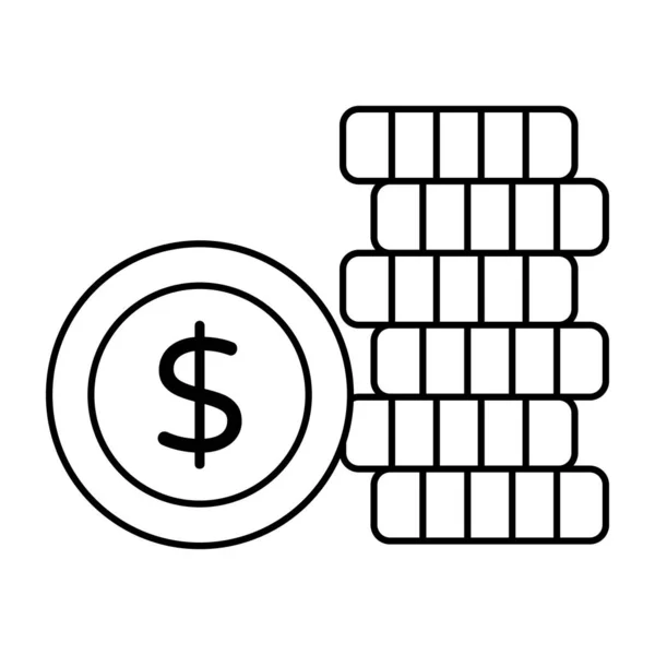 Редактируемый Дизайн Иконки Долларовых Монет — стоковый вектор