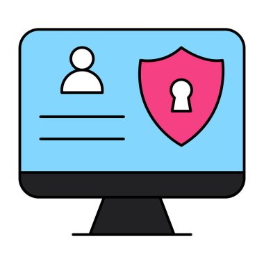 Çevrimiçi hesap güvenlik simgesi düz tasarım