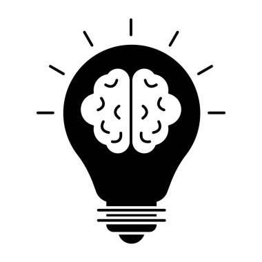 A solid design icon of brainstorming