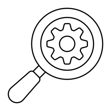 Büyüteç altında vites, arama ayarları simgesi