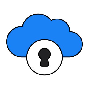 Bulut güvenliğinin kavramsal düz tasarım simgesi