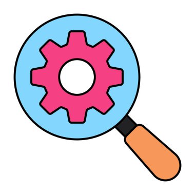 Büyüteç altında vites, arama ayarları simgesi