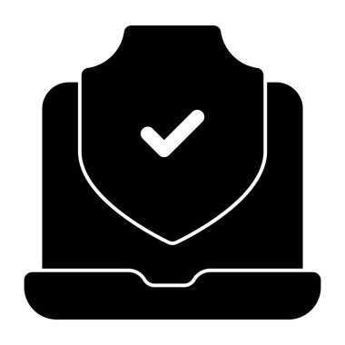 Kalkan gösterim sistemi güvenlik simgesine sahip dizüstü bilgisayar