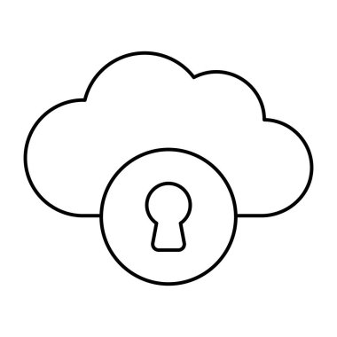 Bulut güvenliğinin kavramsal doğrusal tasarım simgesi