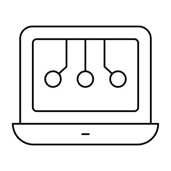 Conceptual Linear Design Icon Laptop Nodes — Vetor de Stock