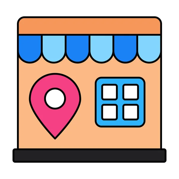 Flat Design Icon Shop Location — Stok Vektör