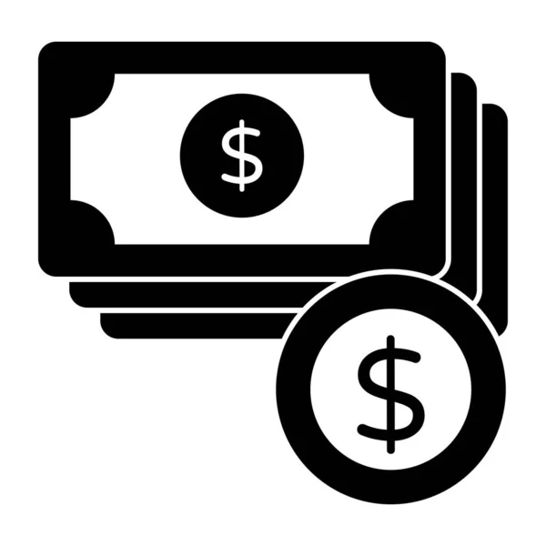 Banknotes Coin Concept Finance Icon — Vetor de Stock