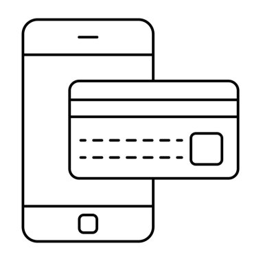 Mobil vektör tasarımında mobil kart ödeme simgesi