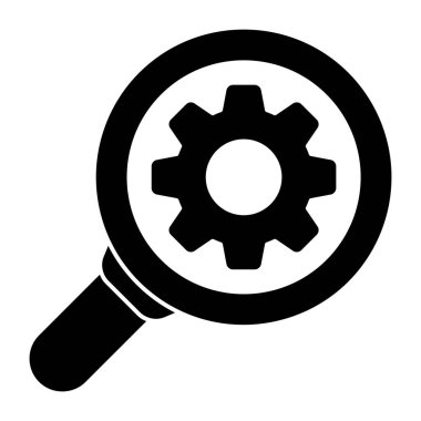 Büyüteç altında vites, arama ayarları simgesi