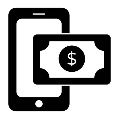 Akıllı telefonun içindeki banknot, cep telefonu para simgesi