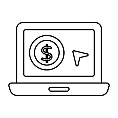 Tıklama başına ücretlerin kavramsal doğrusal tasarım simgesi