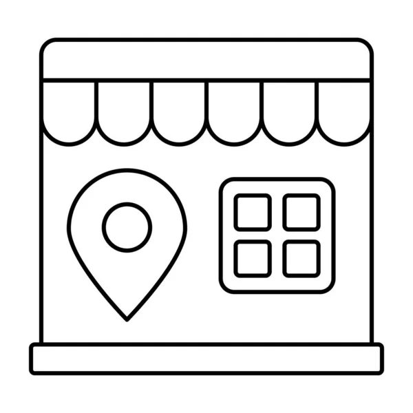 Linear Design Icon Shop Location — Stock Vector