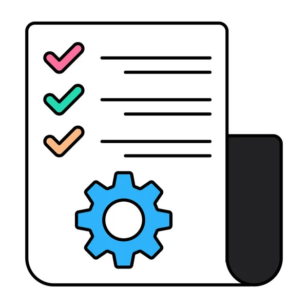 Paper Tick Mark Gear Showcasing List Management Icon — Stockový vektor