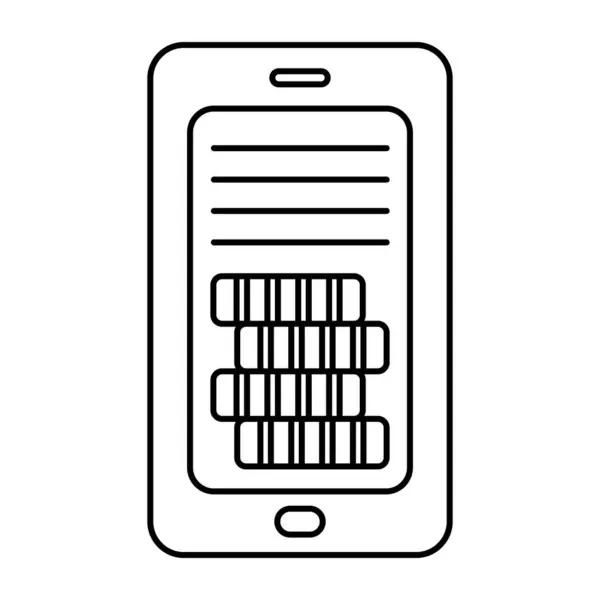 Coins Phone Linear Design Icon Mobile Money — Stockový vektor