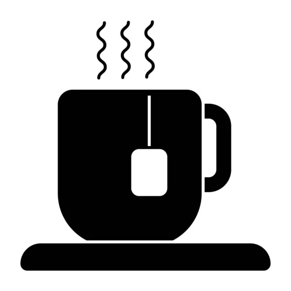 Cup Hot Tea Solid Design — Vector de stock