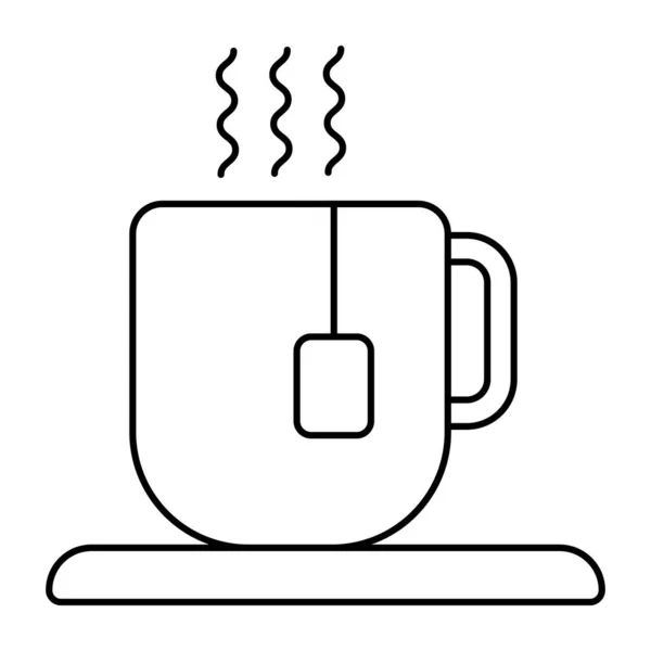 Cup Hot Tea Linear Design —  Vetores de Stock