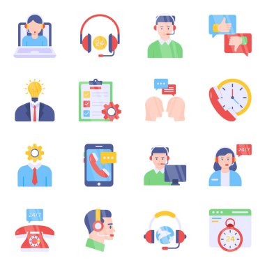 Müşteri Desteği Düz Simgeleri Paketi