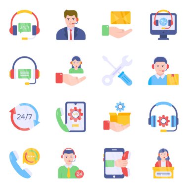 Müşteri Hizmetleri Düz Simgeleri Paketi