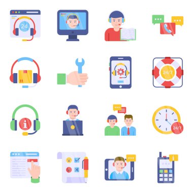 Hizmet ve Destek Düz Simgeleri Paketi