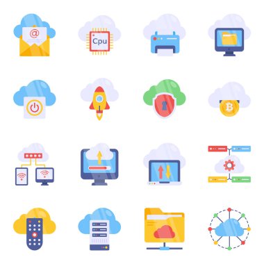 Bulut Depolama Düz Simgeleri Paketi