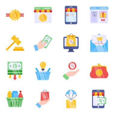 Ticari Düz Simgeler Paketi