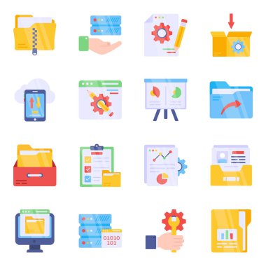 İş Verisi Düz Simgeleri Paketi