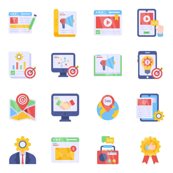 Pack Web Management Flat Icons — Stock Vector