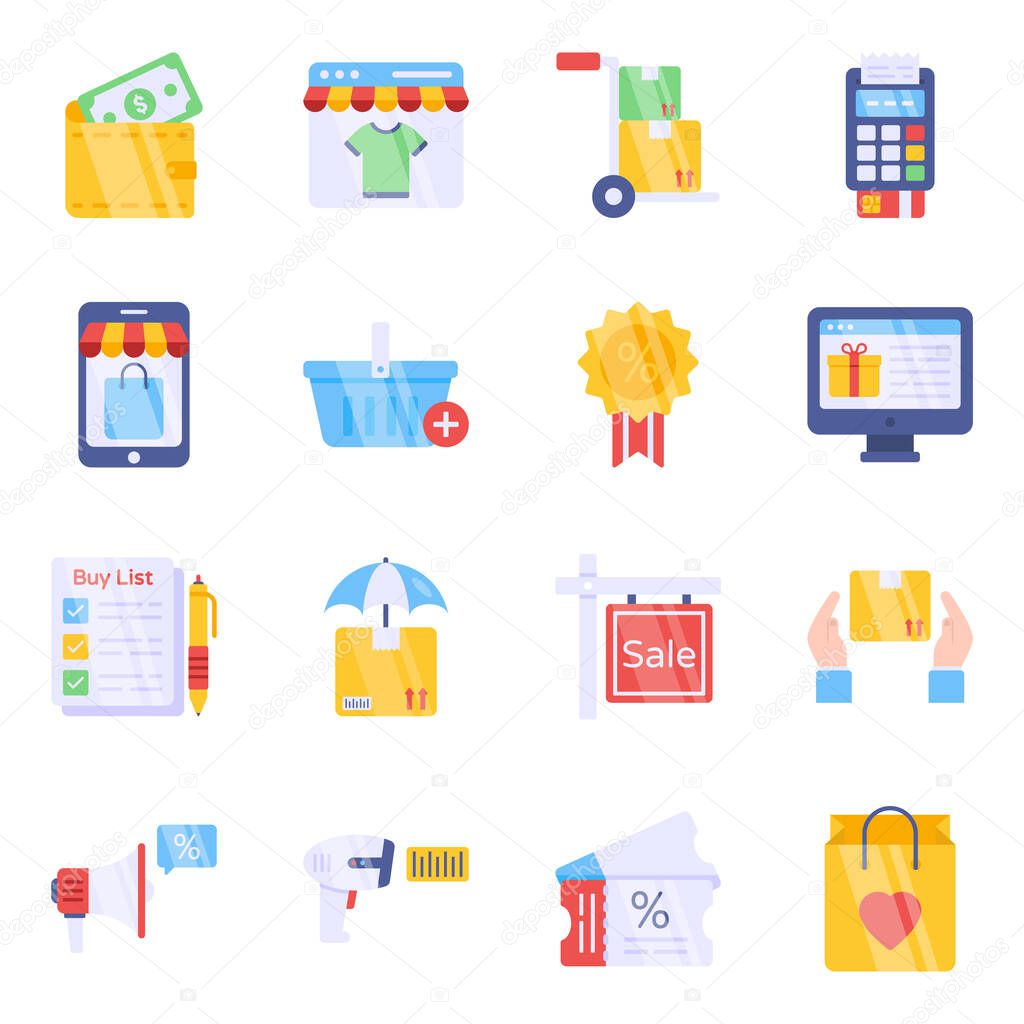Pack of Shopping and Purchase Flat Icons