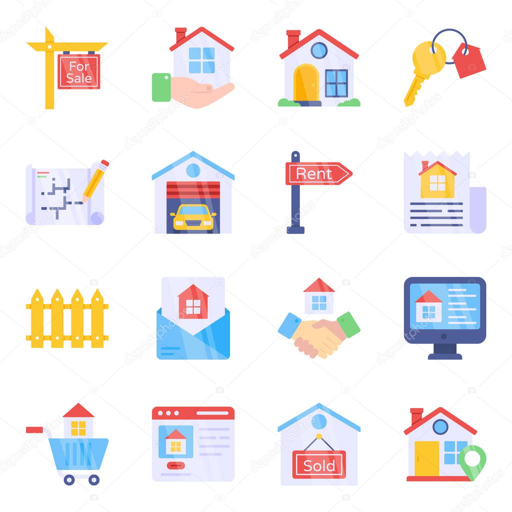 Pack of Real Estate Flat Icons