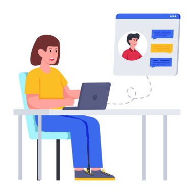 Görüntü sohbetinin düz tasarım illüstrasyonu