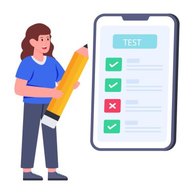 Çevrimiçi test için düz tasarım çizimi
